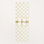 Art Deco Ocean Wave Patten Gold Glitter Seahorse Yogamat (Voorkant)
