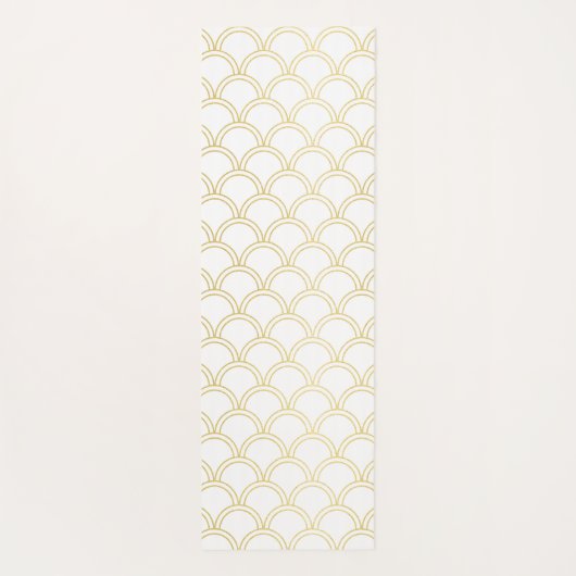 Art Deco Ocean Wave Patten Gold Glitter Seahorse Yogamat (Achterkant)