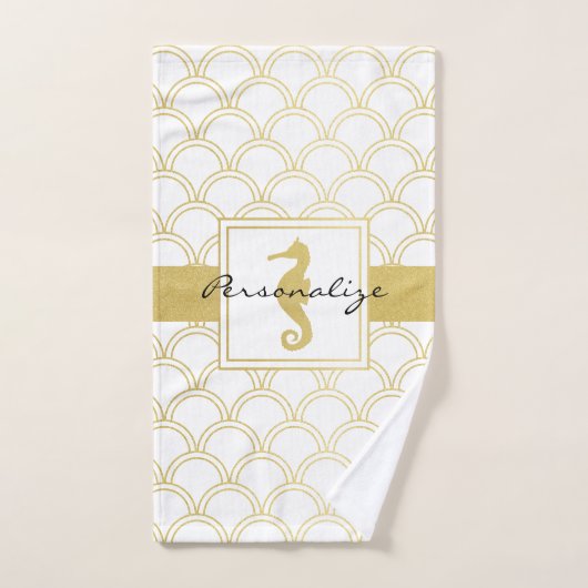 Art Déco Ocean Wave Patten Gold Parties scintillan (Serviette à main)