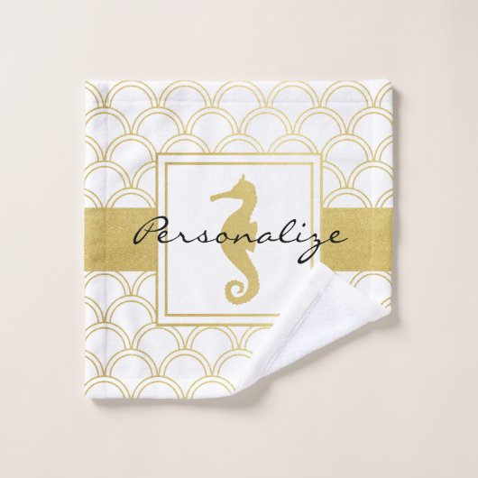 Art Déco Ocean Wave Patten Gold Parties scintillan (Gant de toilette)