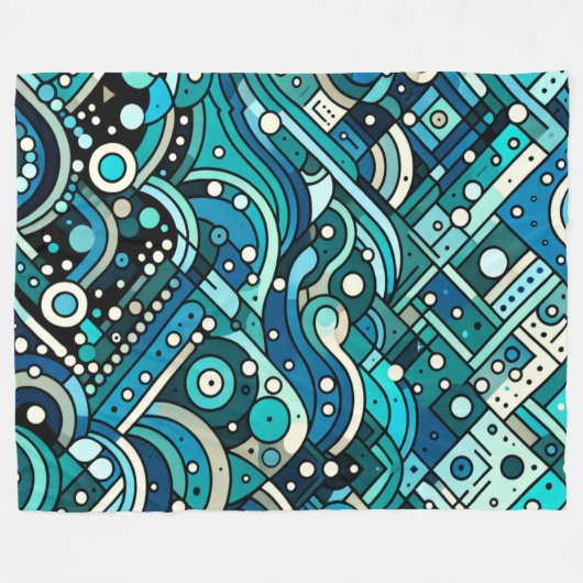Art Deco Ocean Waves Fleece Deken (Voorkant (Horizontaal))
