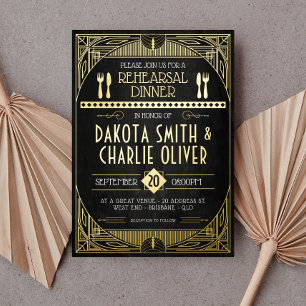 Art Deco Oefen Diner Folie Uitnodiging