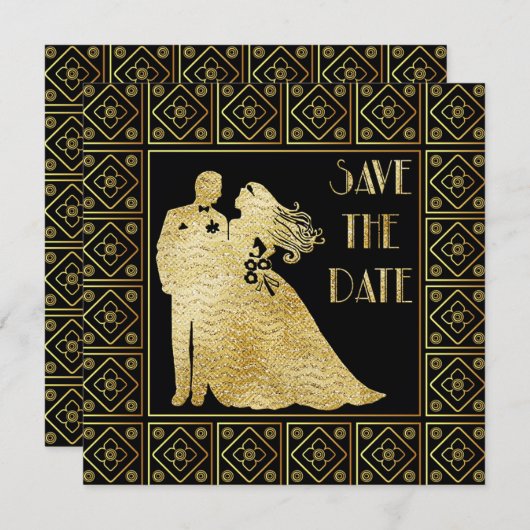 Art Deco of Save the Date Kaart (Voorkant / Achterkant)