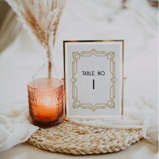 Art Deco Old Hollywood 1920's Table Number Kaart