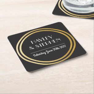 Art Deco Onderzetters Black Gold Circle Weddenscha
