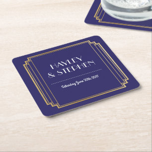 Art Deco Onderzetters Navy & Gold Wedding Party 19