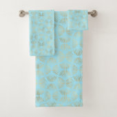 Art Deco-ontwerp, Blauwgroen & Gold-patroon Bad Handdoek (Insitu)