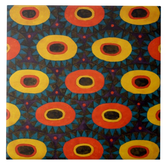 Art Deco Ontwerp Keramiek Tegeltje (Voorkant)