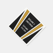 Art Deco Ontwerp Zwart en Goud bruiloft Servet (Hoek)