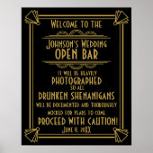 ART Deco Open bar sign for 1920's Gatsby Party Poster (Voorkant)