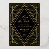 Art Deco Opslaan Datum Folie Uitnodiging (Voorkant)