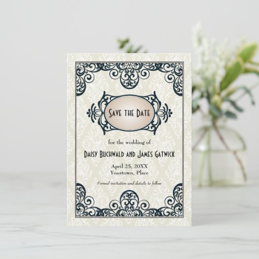 Art Deco Opslaan Datum Save The Date (Staand voorkant)
