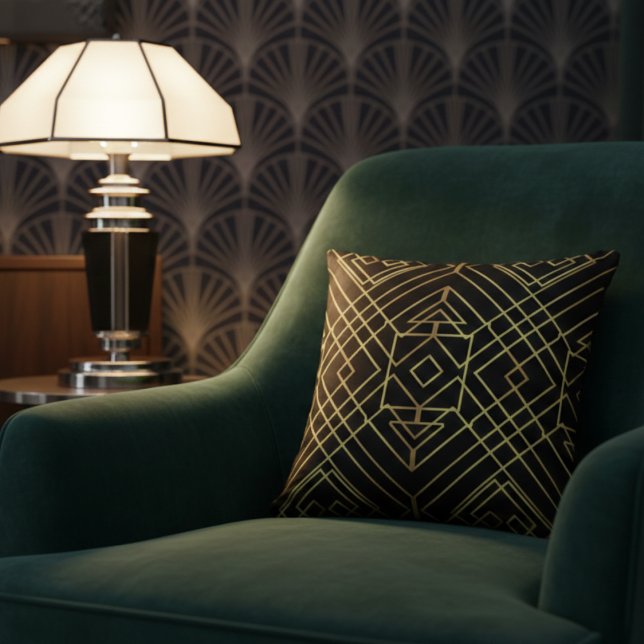 Art déco or élégant design jeter oreiller (Créateur téléchargé)