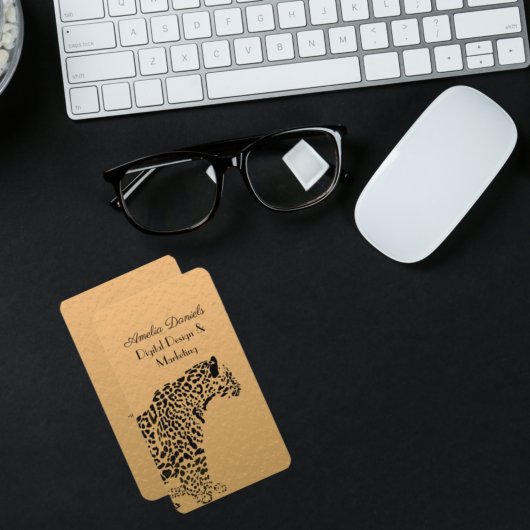 Art déco or et Carte de visite Jaguar noir