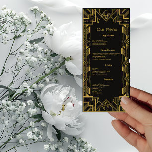 Art déco Or glamour sur Black Dinner Carte Menu
