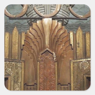 art deco, originele Jugendstil, vintage, lift, Vierkante Sticker