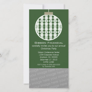 Art Deco Ornament Foto Kaart Uitnodiging, Groen