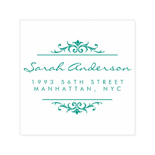 Art Deco Ornament & Stijlvol Script Retouradres Zelfinktende Stempel (Design)