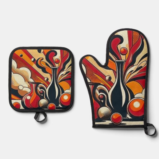 Art Deco Ovenwant & Pannenlap Set (Voorkant)