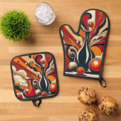 Art Deco Ovenwant & Pannenlap Set (Top down)