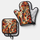 Art Deco Ovenwant & Pannenlap Set (Voorkant / Achterkant)