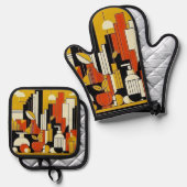 Art Deco Ovenwant & Pannenlap Set (Voorkant / Achterkant)