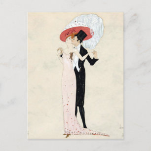  Art Deco Paar door Leo Rauth Briefkaart