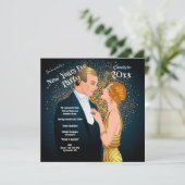 Art Deco Paar Oudejaarsfeest Kaart (Staand voorkant)