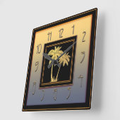 Art Deco Palm Square Vierkante Klok (Hoek)
