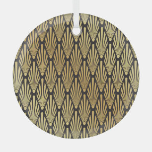 Art Deco palmen: zwart goud. Glas Ornament