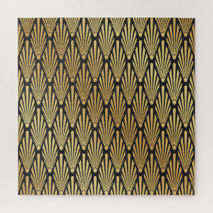 Art Deco palmen: zwart goud. Legpuzzel