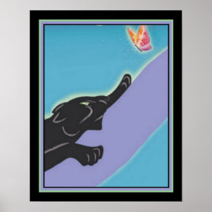 Art Deco "Panther & Butterfly" 16 x 20 Afdrukken Poster