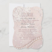 Art Deco parelaas met zwarte roze bruiloft Kaart (Voorkant)