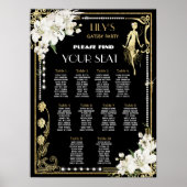 Art Deco Parels Bloemen Gatsby Roaring 20s Zitplaa Poster (Voorkant)