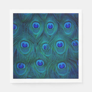 Art Deco Parijse Blauwgroen Groene Pauw Veer Servet