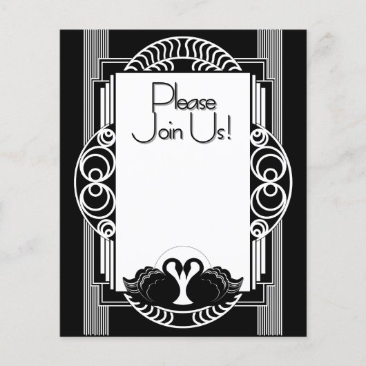 Art Deco Parijse Zwarte en Witte Zwanen Flyer (Voorkant)