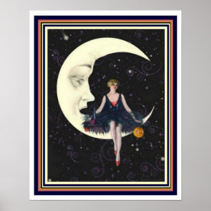 Art Deco "Party on the Moon" 16 x 20 Poster