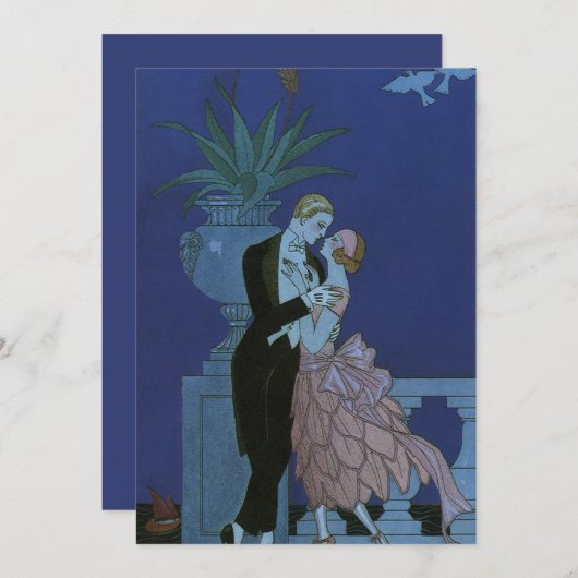  Art Deco Passen getrouwd, Oui van George Barbier Aankondiging (Voorkant / Achterkant)