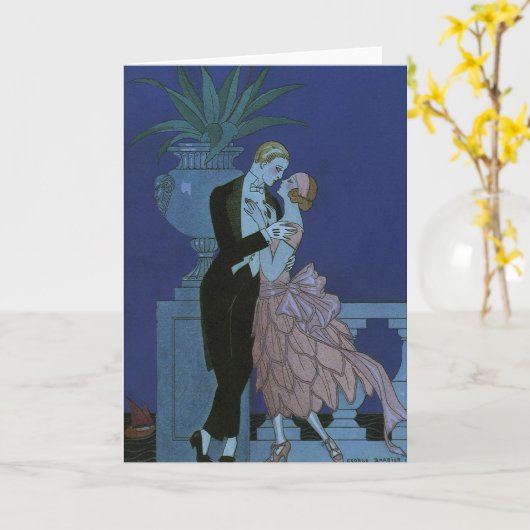 Art Deco Passen getrouwd, Oui van George Barbier Kaart (Gele Bloem)