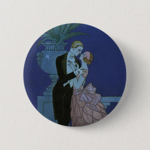 Art Deco Passen getrouwd, Oui van George Barbier Ronde Button 5,7 Cm