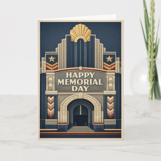 Art Deco Patriotic Architecture Memorial Day Kaart (Voorkant)