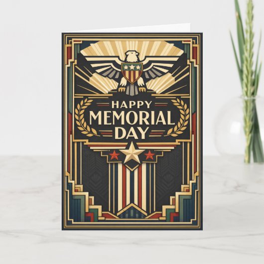Art Deco Patriotic Memorial Day Kaart (Voorkant)