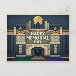 Art Deco Patriottische Architectuur Memorial Day Feestdagenkaart