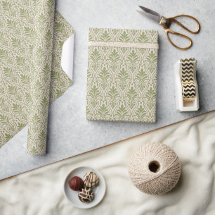 Art Deco Patroon 01 - Camouflage Groen op Wit Cadeaupapier