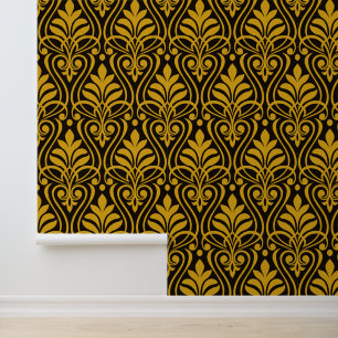 Art Deco Patroon 01 - Deco Gold 2 op zwart Behang