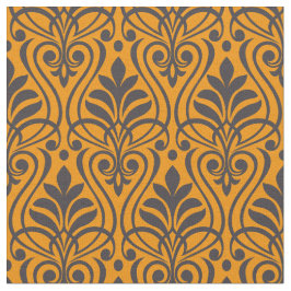 Art Deco Patroon 01 - Deco Zwart op Vivid Gamboge Stof