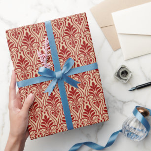 Art Deco Patroon 01 - Donkerrood op Gebroken Wit Cadeaupapier