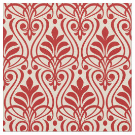 Art Deco Patroon 01 - Escher Rood op Gebroken Wit Stof