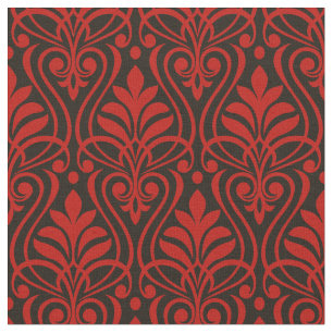 Art Deco Patroon 01 - Milano Rood op Zwart Stof