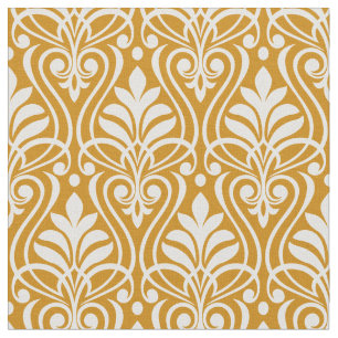 Art Deco Patroon 01 - Wit op Deco Gold 2 Stof